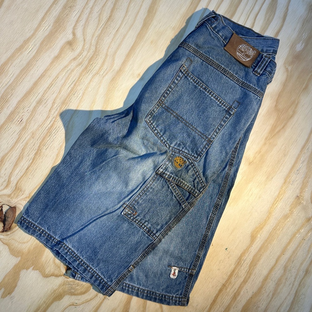 Timberland Carpenter Denim Medium Wash Blue Utility Shorts Size 20